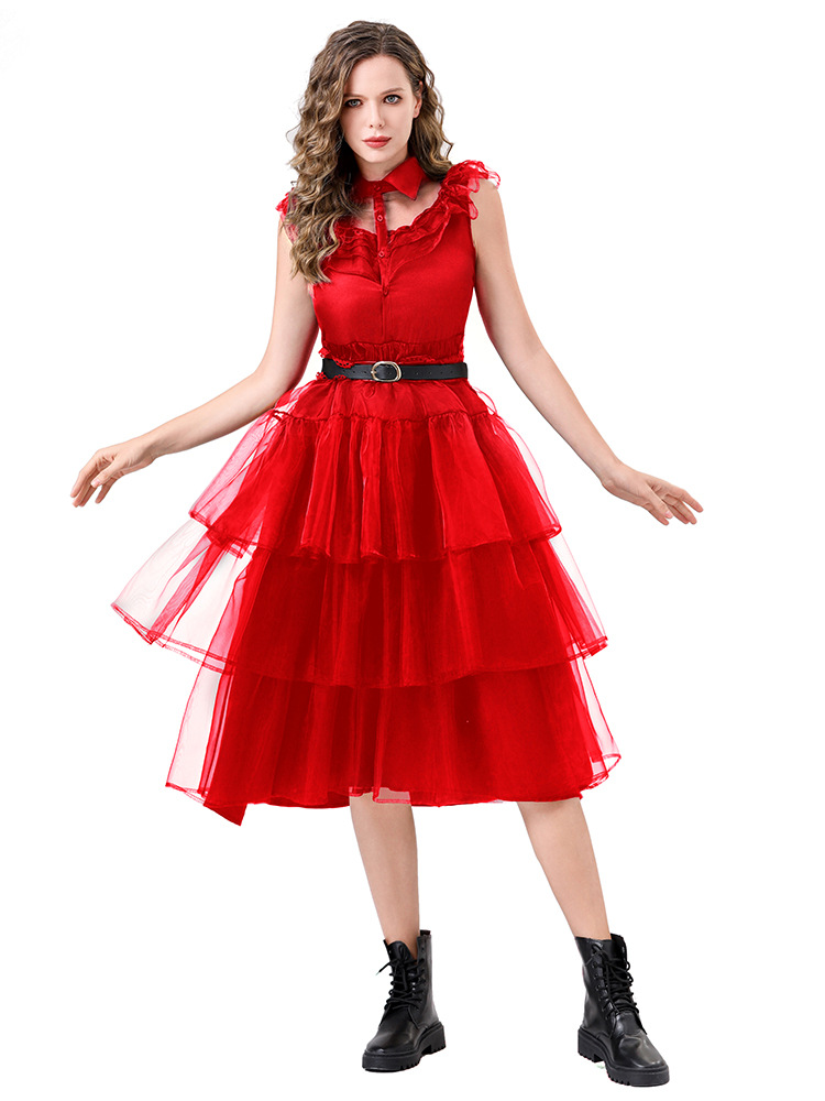 Women Wednesday Black Dress Dance Costume Dress Halloween Cosplay Gothic Outfit
